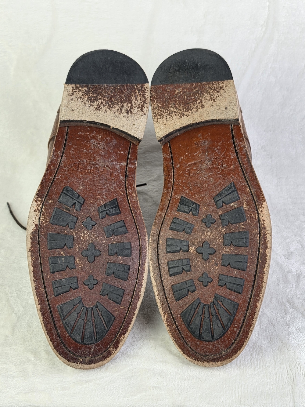 TAFT Rome Boot Mens EU 42.5 US 9.5 Brown Pebbled Leather Cap Toe Lace Up Spain - Picture 7 of 9